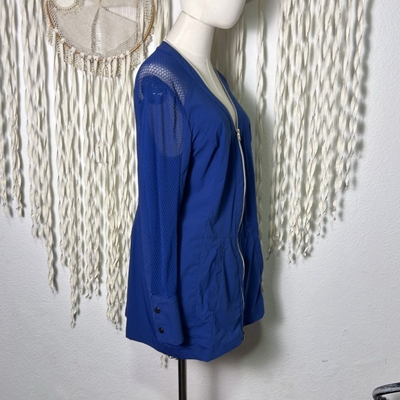 Anatomie Mokai Stretch Woven Mesh Zip Cardigan in Blue Size Large - Picture 4 of 9